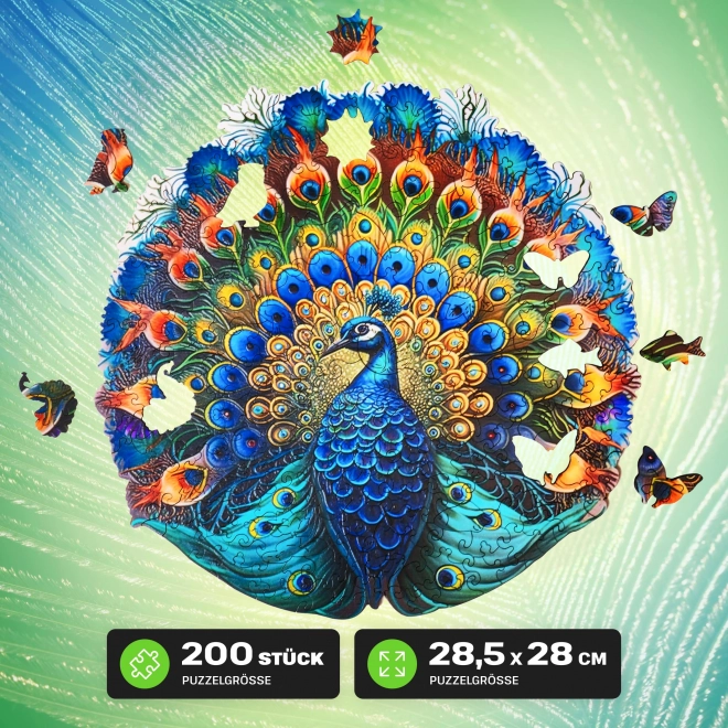 EscapeWelt Wooden Glow-in-the-Dark Peacock Puzzle 200 Pieces