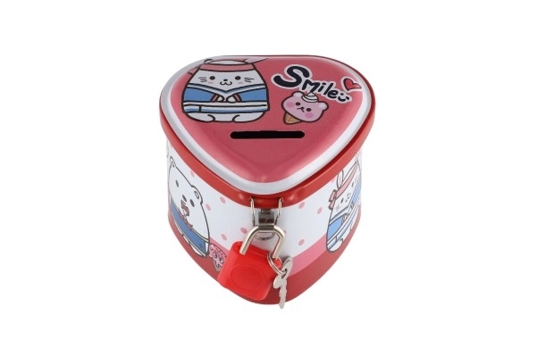 Tin Heart Money Box with Lock