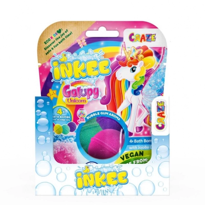 Inkee Unicorn Colors Bath Bombs 4 Pack