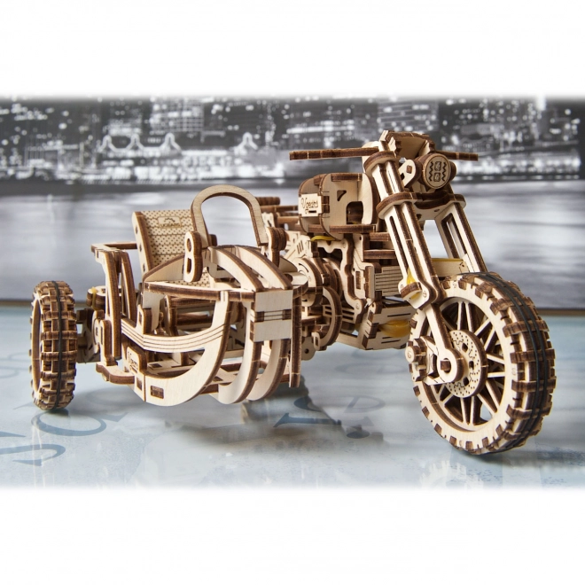 Ugears 3D Wooden Mechanical Puzzle Motorcycle with Sidecar