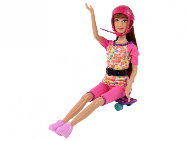 Lucy Doll Set with Pink Scooter and Skateboard