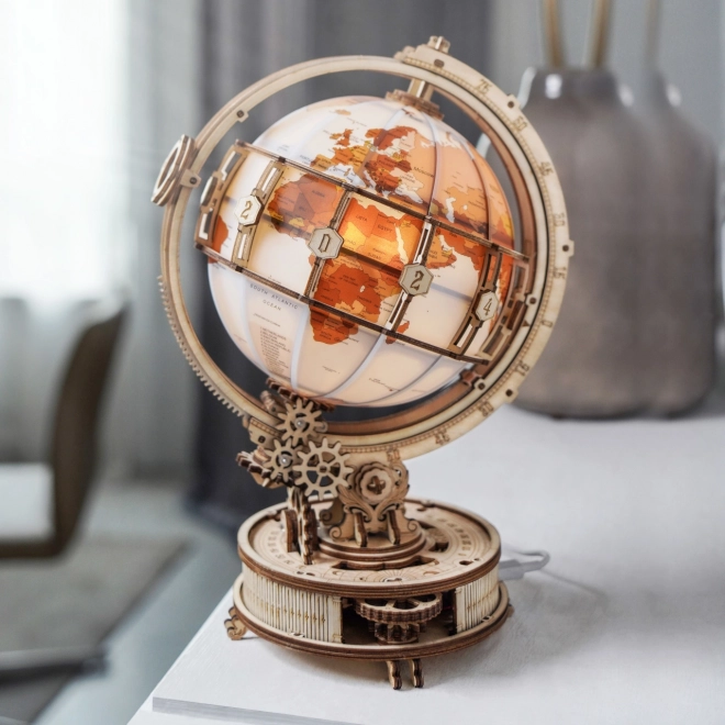 Robotime Rokr Illuminated 3D Wooden Globe Puzzle 180 Pieces