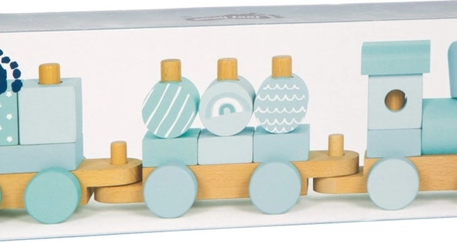 Small Foot wooden stacking train blue