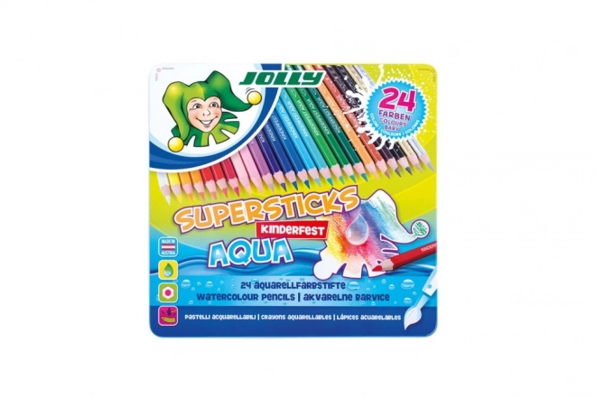 Supersticks Aqua Colored Pencils 24 Colors in Metal Case