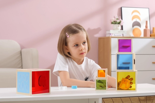 Wooden Stacking Blocks with Animals and Train