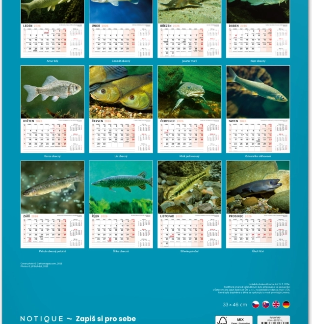 Calendrier mural de pêche 2026