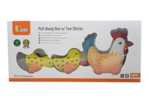 Wooden Pull Along Chicken with Chicks