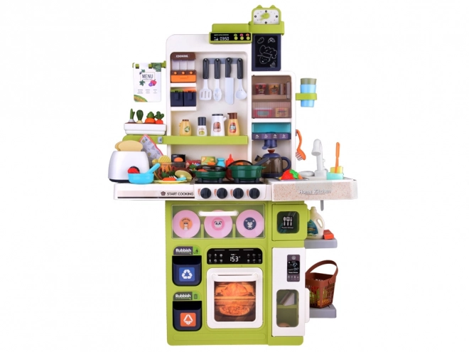 Interactive Cooking Toy Kitchen with Lights and Sounds, Water Steam with Accessories