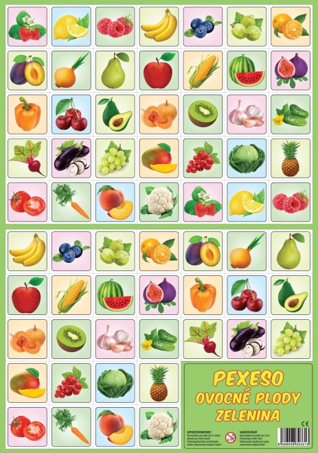 Fruit and Vegetable Memory Game Sheet