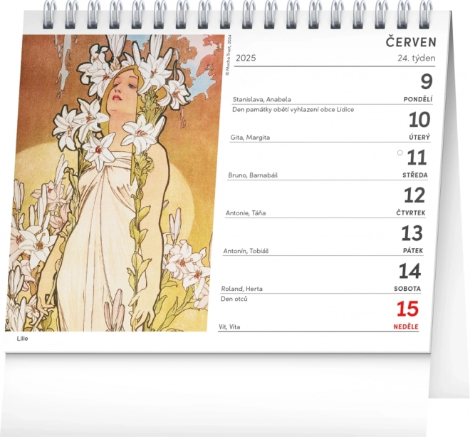 Desk Calendar Alfons Mucha 2025