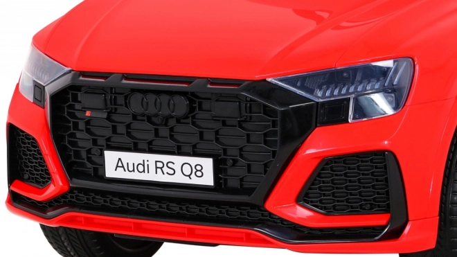 Audi RS Q8 Autobatéria + diaľkové ovládanie + pomalý štart + EVA + LED + MP3 USB – Červená
