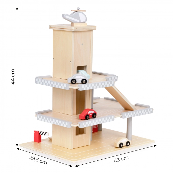 wooden garage parking with elevator and cars by Ecotoys