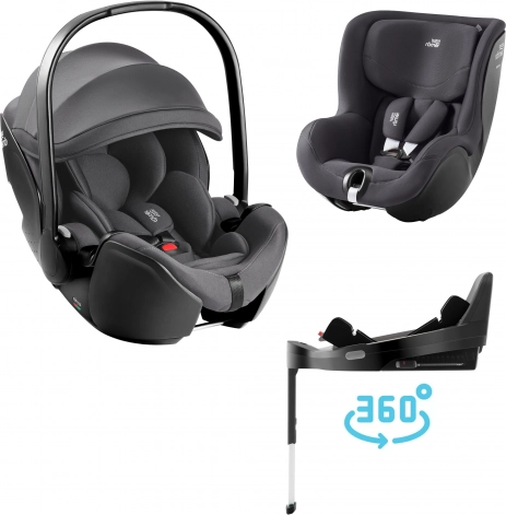 Set seggiolini auto per bambini Britax Römer Baby-Safe Pro e Dualfix, grigio