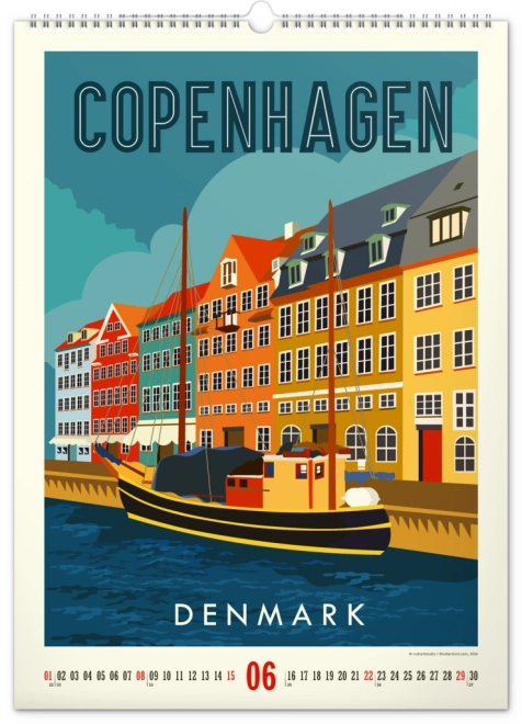 Wall calendar travel posters - world cities 2025