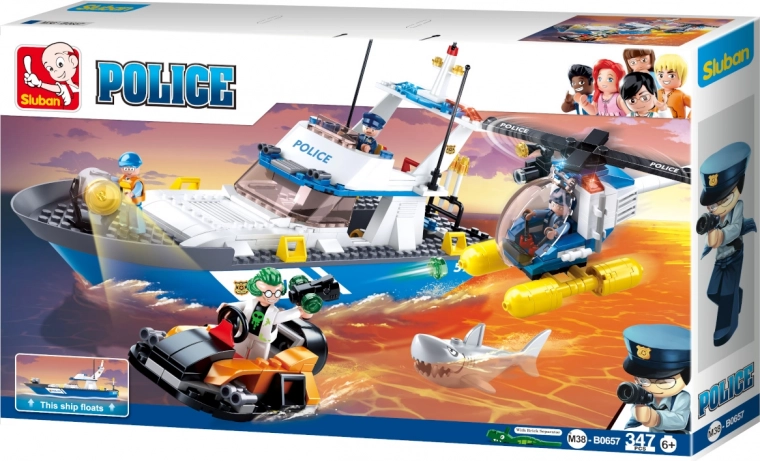 Complete play set with ship and helicopter