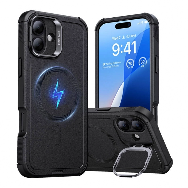 Custodia compatibile HaloLock di ESR per iPhone 16 con supporto nero