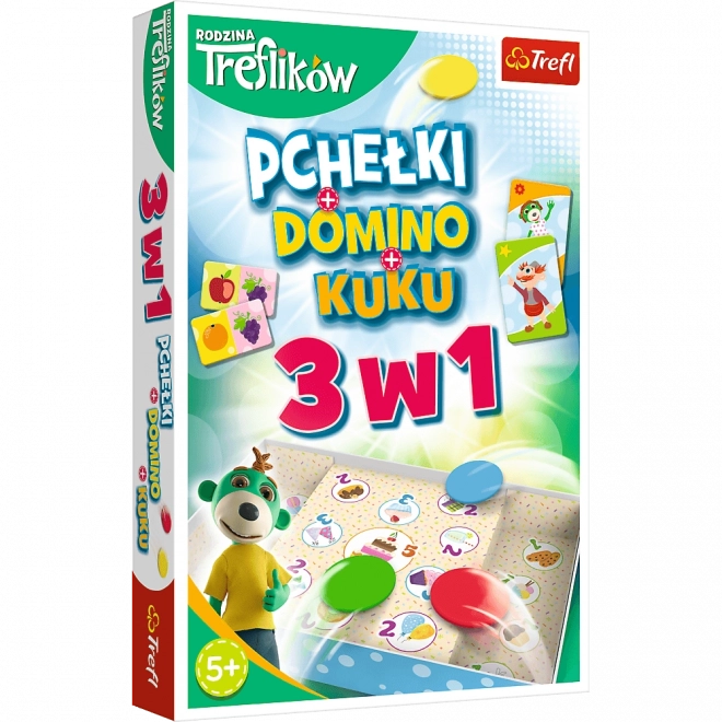 spel 3-in-1 domino, vlooien en kuku – familie TREFLÍK