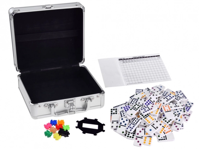 Domino and Mexican Train Game Set with Metal Case