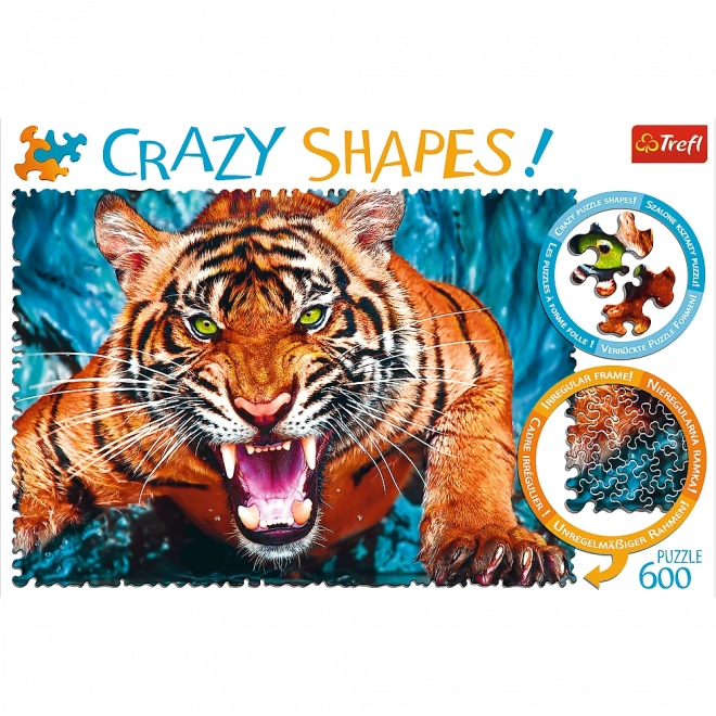 Crazy Shapes Puzzle Tiger Attack 600 Pieces