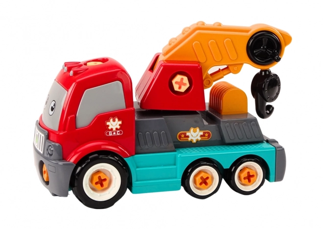 Cartoon DIY Tow Truck with Crane - Orange