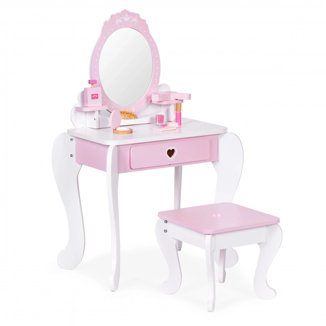 Large Toy Vanity for Kids with Mirror and Stool Set