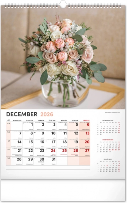 Wall Calendar Flowers 2026