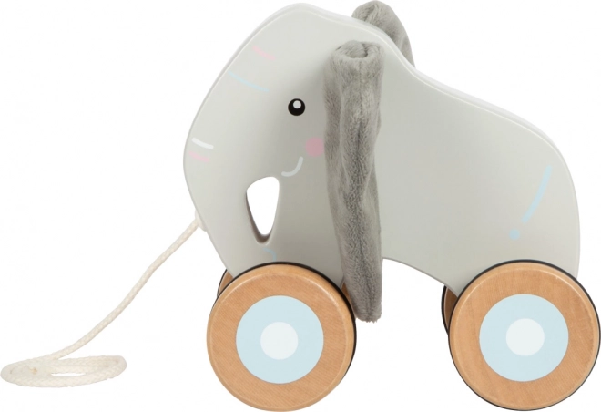 Giocattolo da traino in legno Elefante con orecchie fruscianti