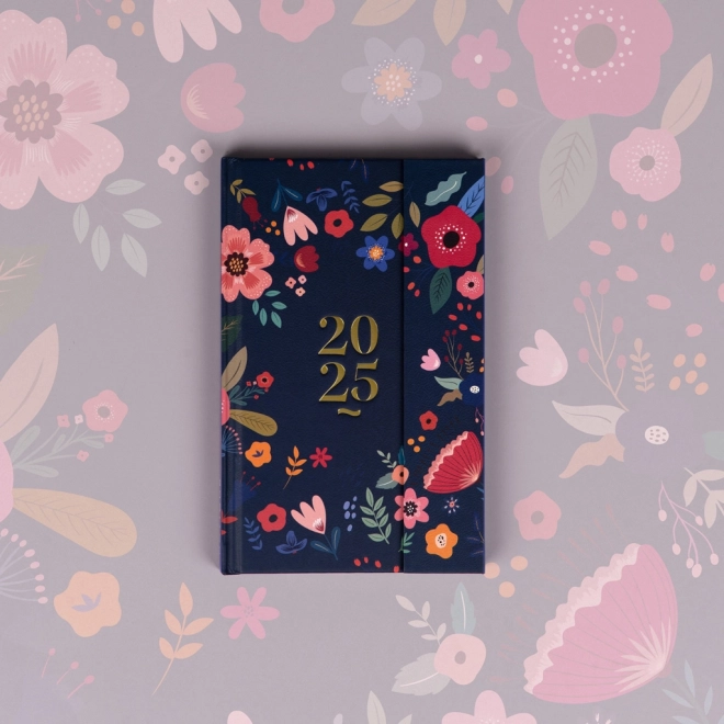 Weekly Magnetic Diary Blue Flowers 2025