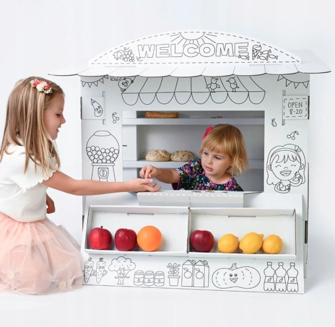 Market Stall - Cardboard Coloring Toy