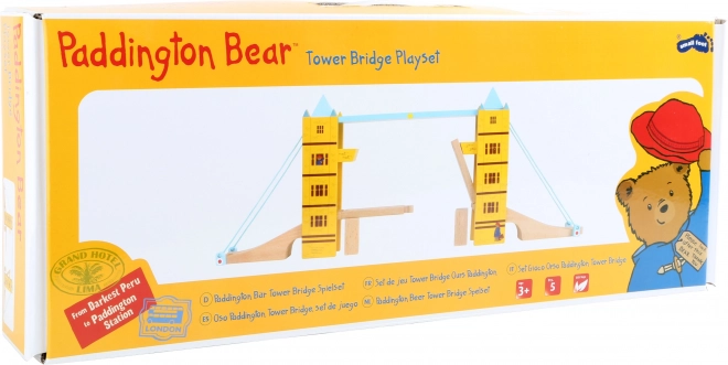 Small Foot lifting bridge for wooden train track inspired by Tower Bridge with Paddington Bear