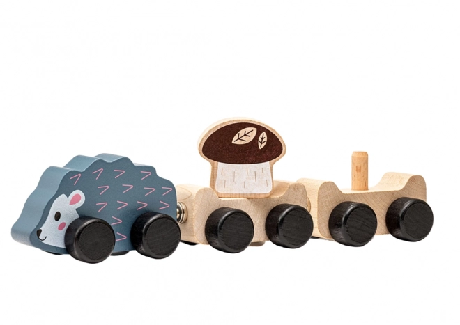 Wooden Toy Clever Hedgehog Train Strawberry Mushroom