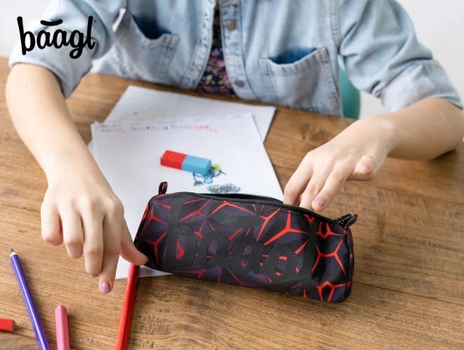 Student Pencil Case Red Polygon