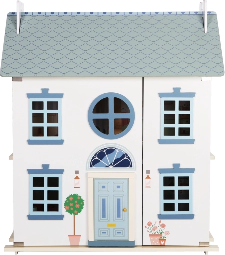 Casetta delle bambole in legno con giardino e accessori