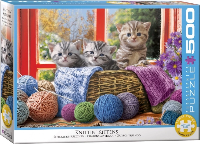 Puzzel Breiende Kittens XL 500 stukjes