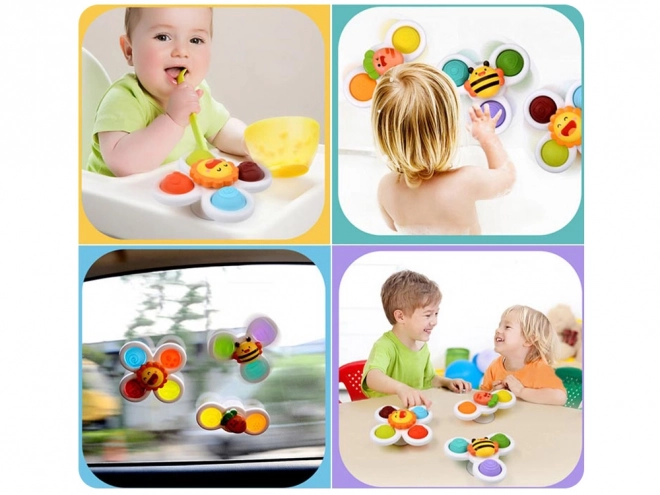 Sensory Fidget Spinner with Suction - Set of 3