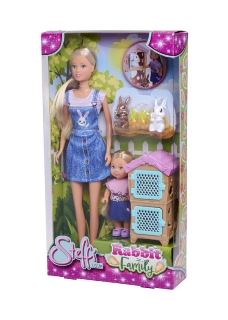 Steffi and Evi Doll with Rabbit Family