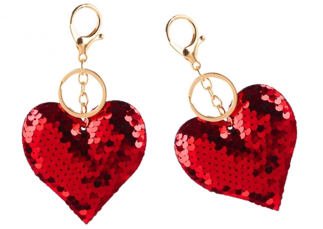 Heart Shaped Reversible Sequin Keychain