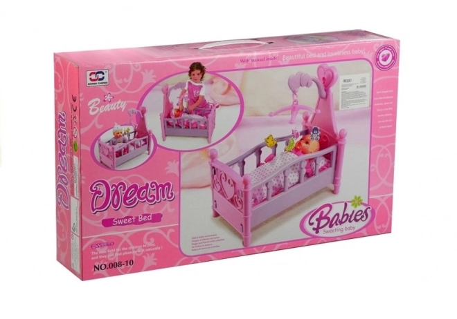 Large Doll Crib with Mobile and Bedding