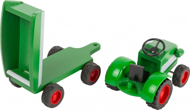 Wooden Tractor with Trailer Green