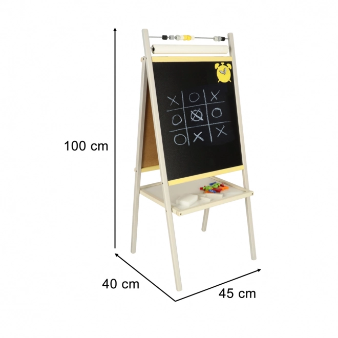 Dětská magnetická tabule s počítadlem a rolí papíru 45x40x100 cm