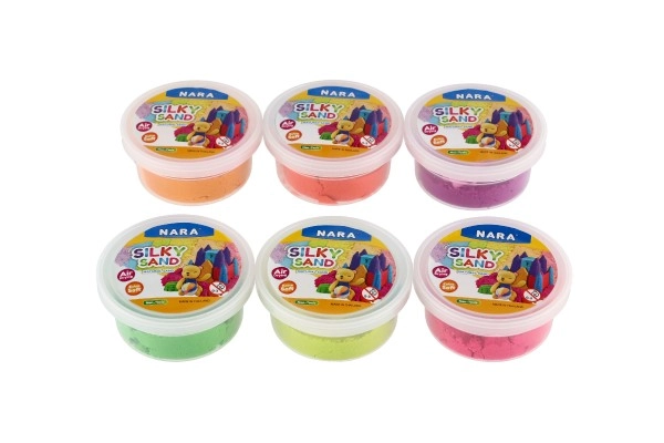 Set of six vividly colored sands