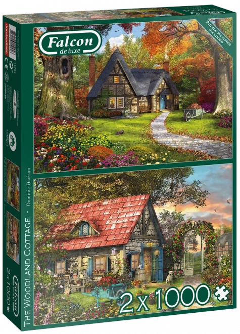 Falcon Wooden Cottages Puzzle Set - 2 x 1000 Pieces