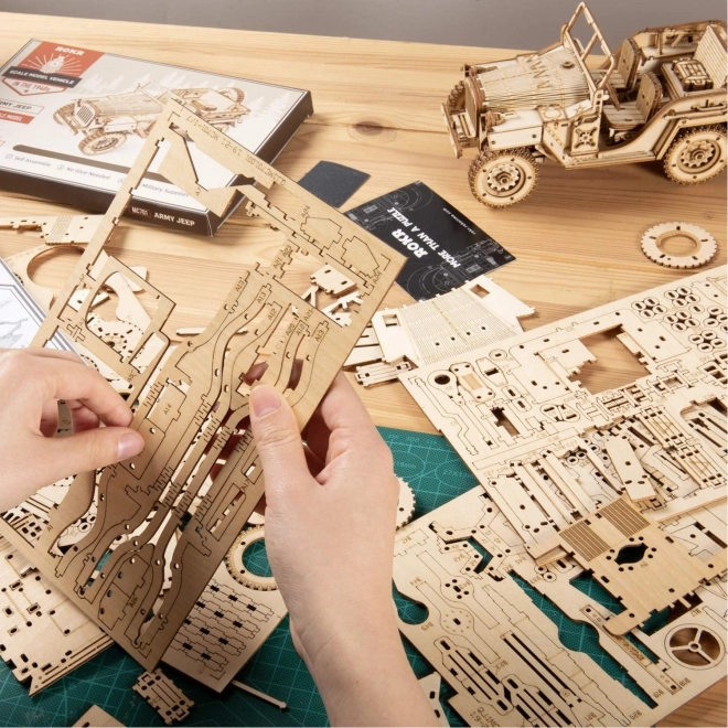 Wooden Model Military Jeep Puzzle