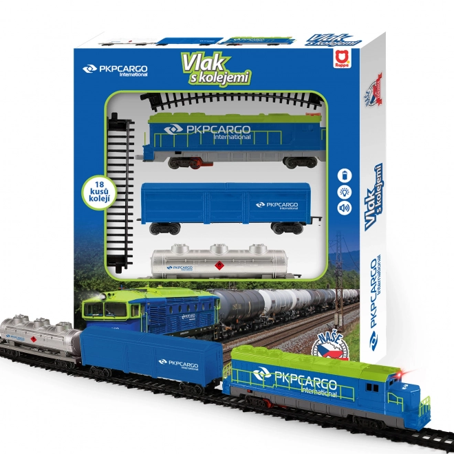 cargo train set with tracks, sound, and light