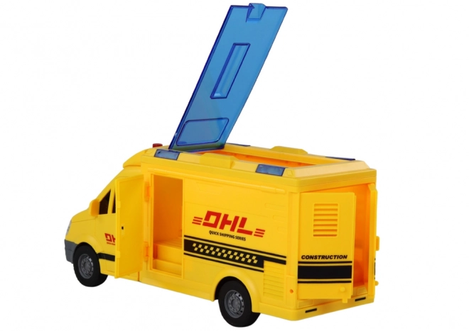 Yellow Friction-Powered Delivery Vehicle with Lights and Sounds