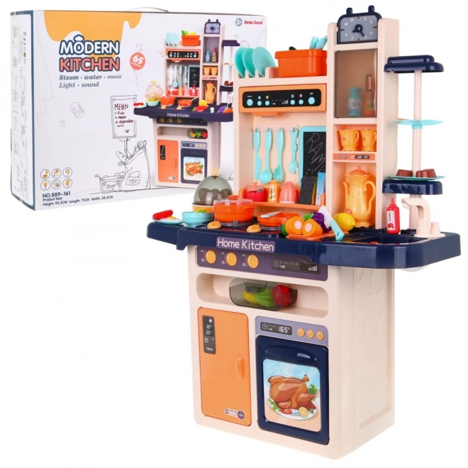 Stylish Blue Kids Kitchen Set with Interactive Features