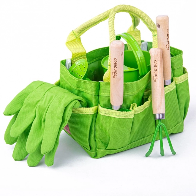 Bigjigs Toys Garden Tool Set in Green Canvas Bag