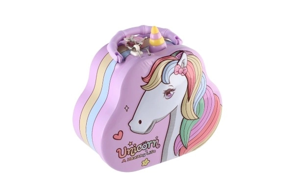 Tin Unicorn Handbag Money Box with Lock