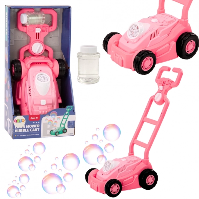 Bubble Machine Lawn Mower Ride-On with Handle Pink