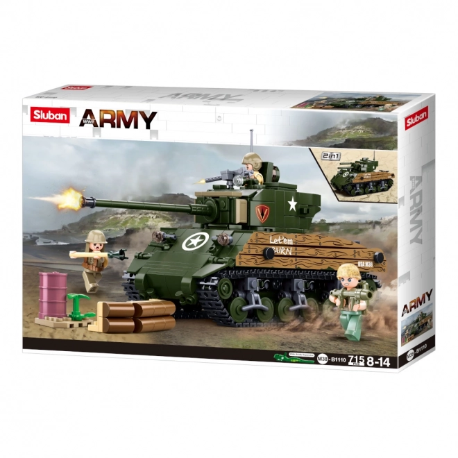 Sluban Army WW2 Battle Tank M4A3 Sherman